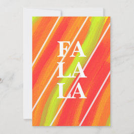 Cartão De Festividades Vibrante Verde e Laranja Festivo Fa La La