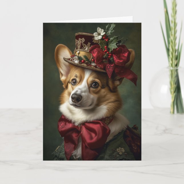 Cartão De Festividades Victoran Corgi Natal (Frente)