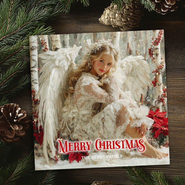 Cartão De Festividades Victorian beautiful angel red and gold artistic  (Victorian beautiful angel red and gold artistic greeting card

)