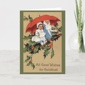 Cartão De Festividades Victorian Children Christmas Greeting Card