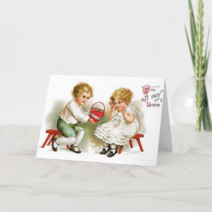 Cartão De Festividades Victorian Children Valentine's Day Card