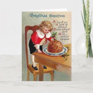 Cartão De Festividades Victorian Christmas Plum Pudding Greeting Card