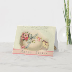 Cartão De Festividades Victorian Easter chick and egg Happy Easter
