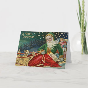Cartão De Festividades Victorian Green Santa