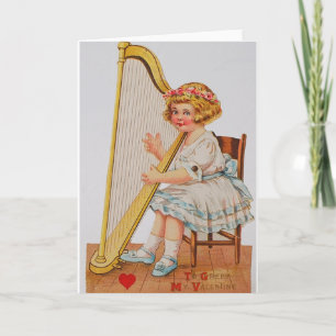 Cartão De Festividades Victorian Harp Valentine's Day Card