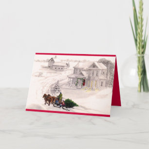 Cartão De Festividades Victorian Home Christmas Holiday Card