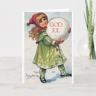 Cartão De Festividades Victorian Norwegian / Danish Christmas Card