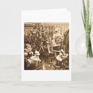 Cartão De Festividades Victorian Santa Vintage Stereoview Sepia