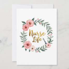 Cartão De Festividades Vida Enfermeira - Tema Médico Floral de Watercolor