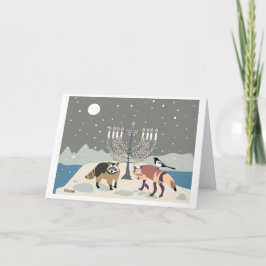Cartão De Festividades Vida Hanukkah do deserto: guaxinim, magpie e