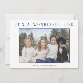 Cartão De Festividades Vida Maravilhosa Foto Azul Natal Moderno