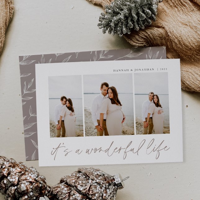 Cartão De Festividades Vida Maravilhosa | Moderno Mínimo 3 Foto Natal (Criador carregado)