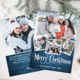 Cartão De Festividades Vídeo de Natal Russo Blue Wood 5 FOTO Saudação