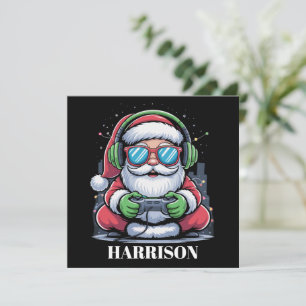Cartão De Festividades Vídeo Game de Natal Personalizado Papai Noel Xmas