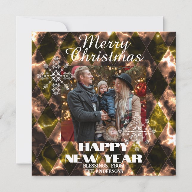 Cartão De Festividades Vidro Manchado Nebuloso Foto Verde Marrom (Frente)