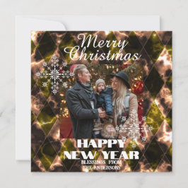 Cartão De Festividades Vidro Manchado Nebuloso Foto Verde Marrom