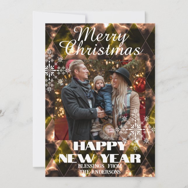 Cartão De Festividades Vidro Manchado Nebuloso Foto Verde Marrom (Frente)