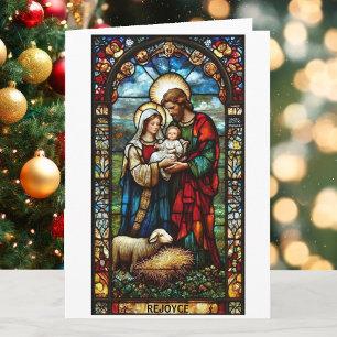Cartão De Festividades Vidro Natividade Mantido Assinatura Foto Natal