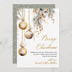 Cartão De Festividades Vidro Ornamento Botânico Não Foto Feliz Natal