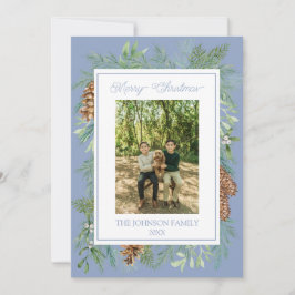 Cartão De Festividades Vidro Verde Cinza Botânico Azul