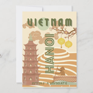 Cartão De Festividades Vietnam Viagem Art, Vintage