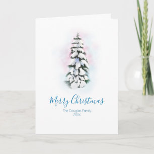Cartão De Festividades Vignette da árvore de inverno com aquarela