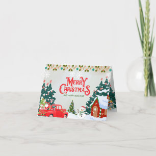 Cartão De Festividades Vila de Árvore de Natal