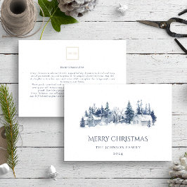 Cartão De Festividades Vila de inverno Blue Non Photo Business