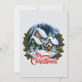 Cartão De Festividades Vila de Inverno Caprichosa Globo de Neve