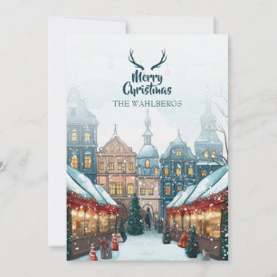 Cartão De Festividades vila de natal de inverno