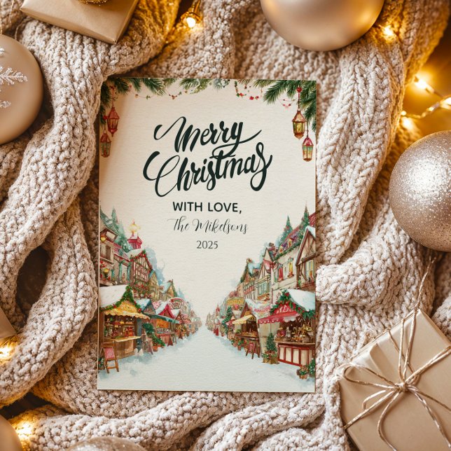 Cartão De Festividades Village no Natal (Criador carregado)