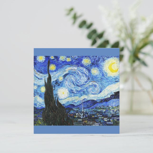 Cartão De Festividades Vincent Van Gogh, The Starry Night painting (Em pé/Frente)