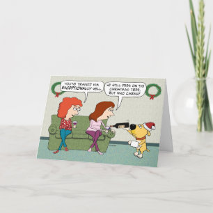 Cartão De Festividades Vinho Bonito e Engraçado Servindo o Natal do Cão