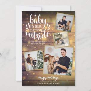 Cartão De Festividades Vinho de Colagem de Fotos 4 Russo de Natal