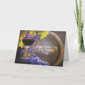 Cartão De Festividades Vinho do Dia das Mães para a Esposa Uvas