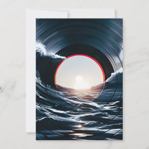Cartão De Festividades Vinil Vintage Onda Surf Música Retro Oceano