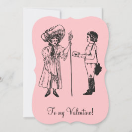 Cartão De Festividades Vintage à minha Namorados, garota, carta rosa