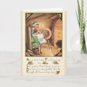 Cartão De Festividades Vintage - Ação de Graças Elogios e Obrigados,