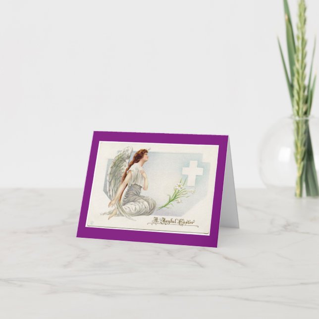 Cartão De Festividades Vintage Adoring Páscoa Angel (Frente)