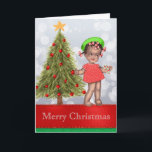 Cartão De Festividades Vintage African American Christmas Card<br><div class="desc">Cartão de Natal Americano Vintage com garotinha</div>