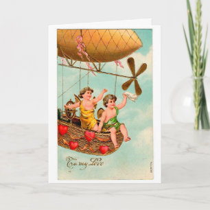 Cartão De Festividades Vintage Airship Valentine Card