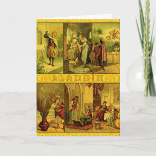 Cartão De Festividades Vintage Aladdin Montage de Natal