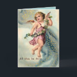 Cartão De Festividades Vintage "All Bliss be Thine" Angel Christmas Card<br><div class="desc">Vintage Religiosa "All Bliss be Thine" Angel Christmas Card</div>