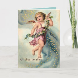 Cartão De Festividades Vintage "All Bliss be Thine" Angel Christmas Card