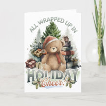 Vintage All Wrapped Up Holiday Christmas Card (Vin