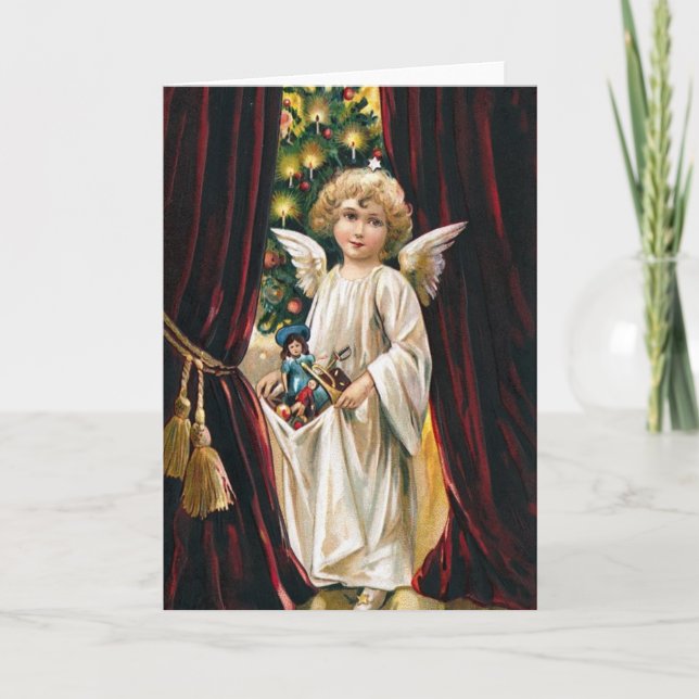 Cartão De Festividades Vintage Angel (Frente)
