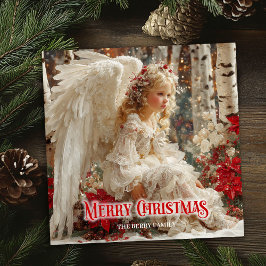 Cartão De Festividades Vintage angel digital Christmas holiday greeting