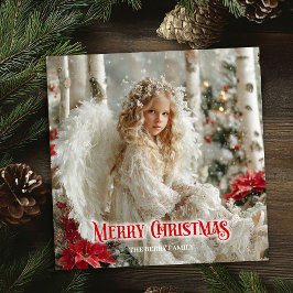 Cartão De Festividades Vintage angelic angel red gold festive radiance