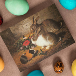Cartão De Festividades Vintage Animais Lindos Páscoa