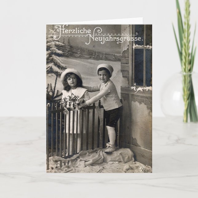 Cartão De Festividades Vintage: Ano novo - (Frente)